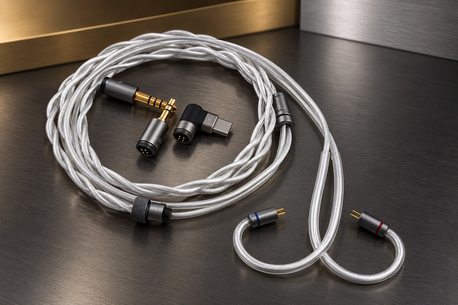 Ethos Ultra coaxial cable included with Z05, with its screw-on player plugs