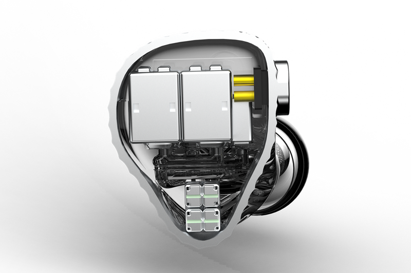Black Malus transparent render showing internal balanced armature driver architecture