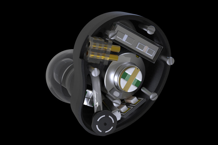 Halcyon transparent shell render showing internal driver layout