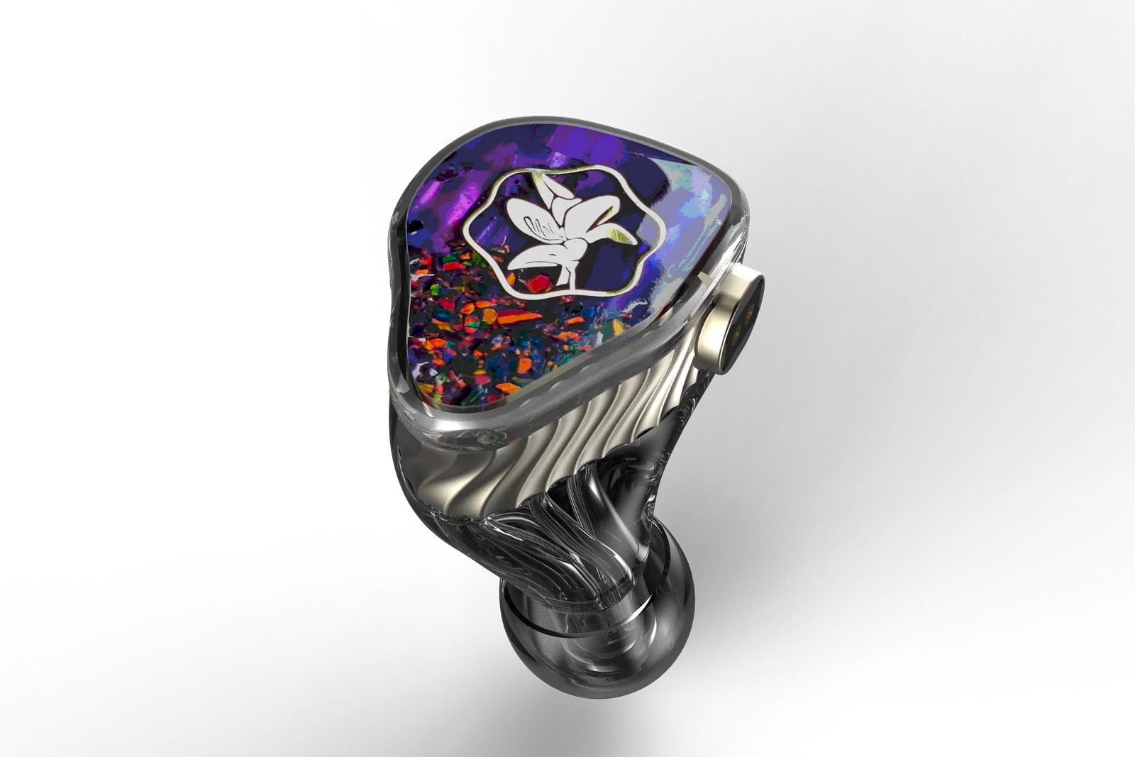 Mokara front render with purple opal faceplate and transparent shell