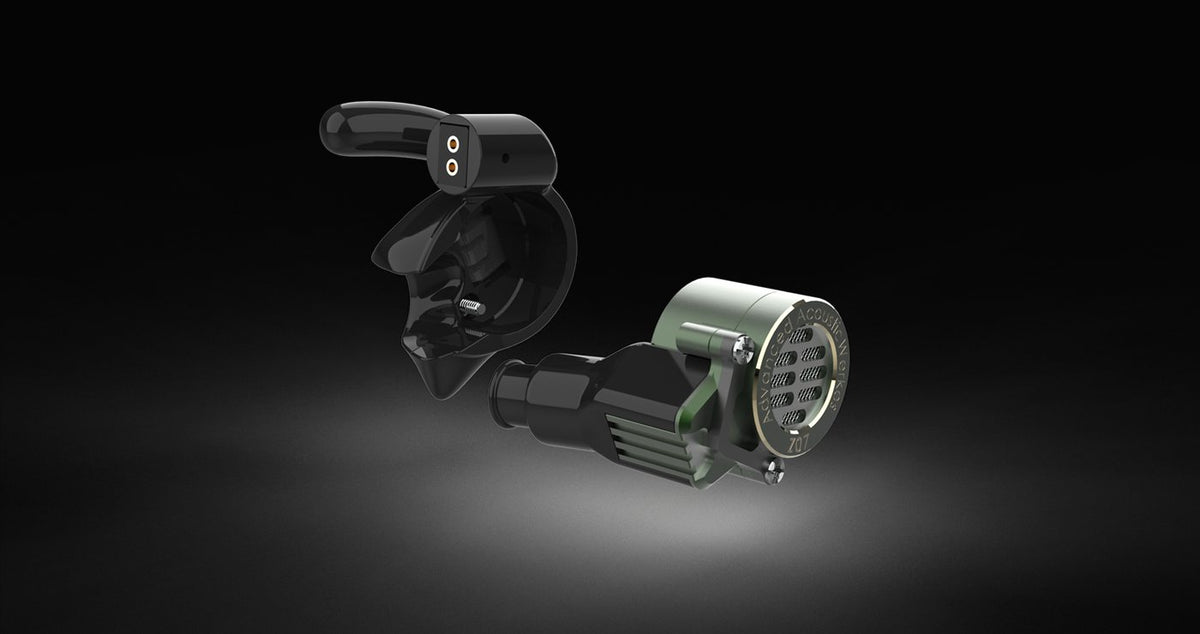 AAW Z07 split view showing FitMorph outer-ear support and tubeless sound path